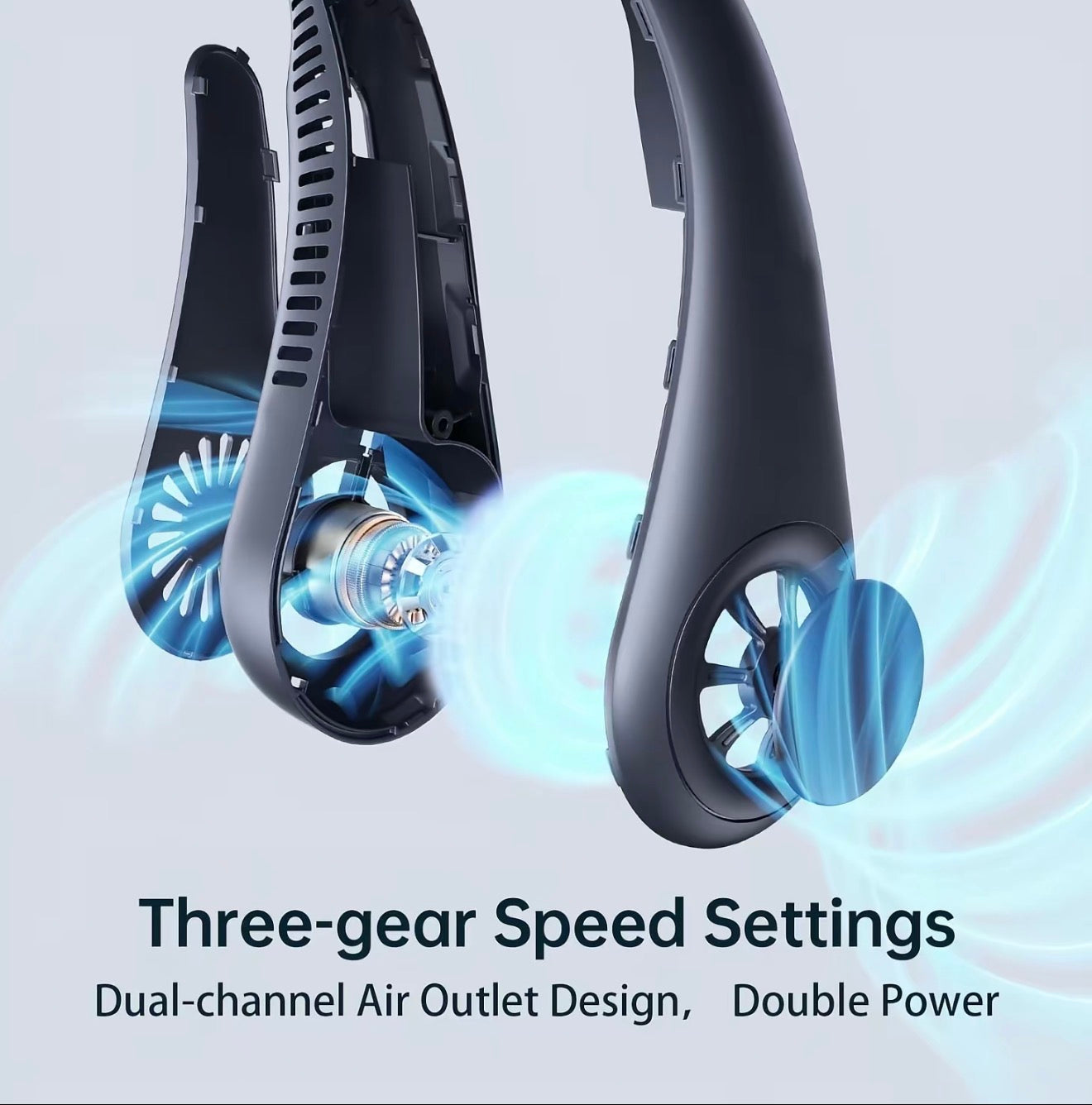 Portable 3-Speed Bladeless Neck Fan, USB-Rechargeable Wearable Cooling Fan for Men and Women, Energy-Saving Personal Fan for Travel, Indoor and Outdoor Sports