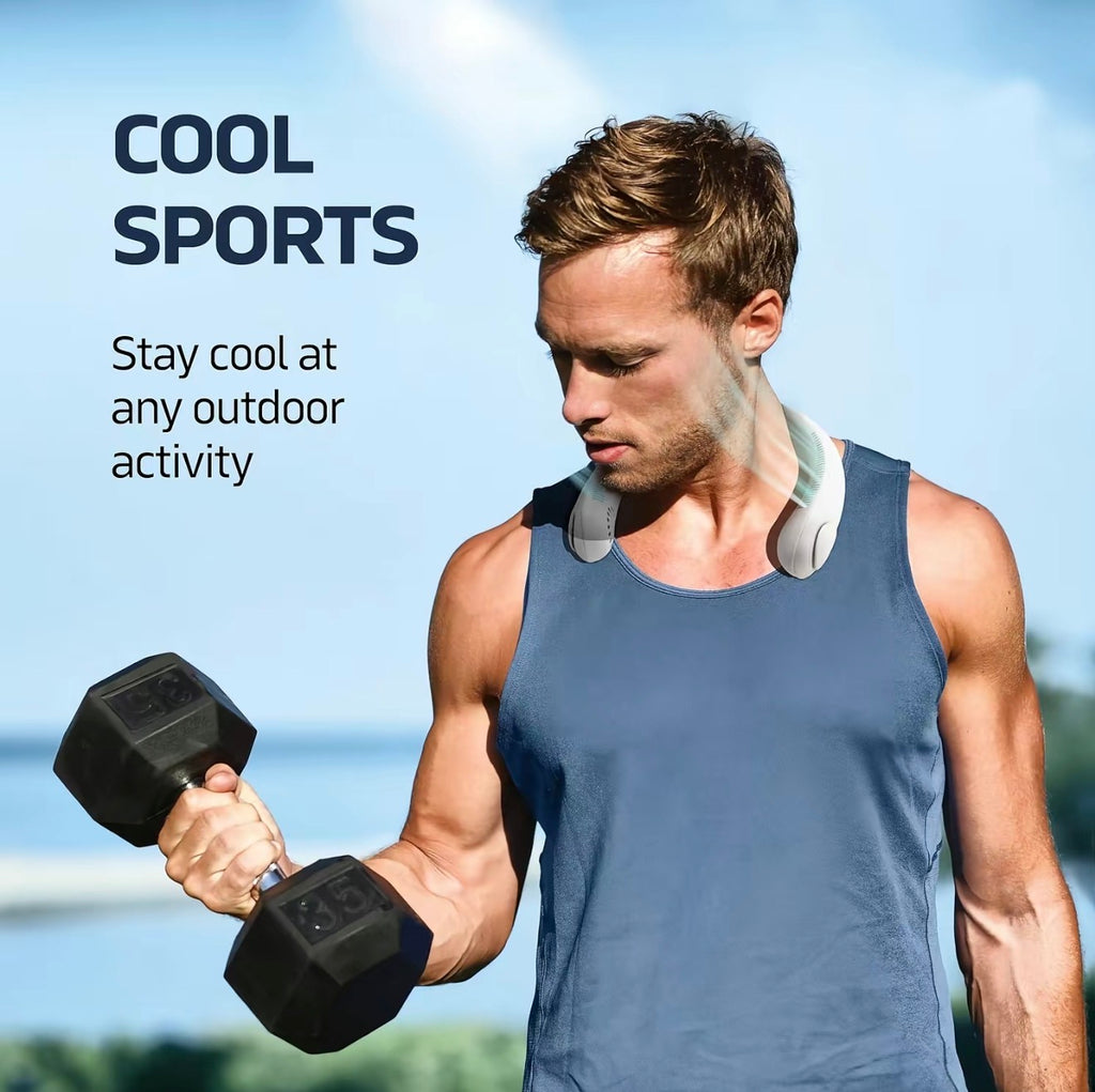 Portable 3-Speed Bladeless Neck Fan, USB-Rechargeable Wearable Cooling Fan for Men and Women, Energy-Saving Personal Fan for Travel, Indoor and Outdoor Sports