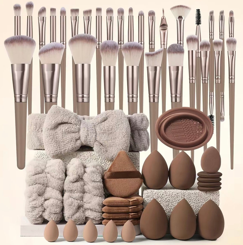 Professional Makeup Tool Set, 54pcs/set Cosmetic Brush & Sponge & Puff & Headband & Brush Cleaning Bowl Set, Multi-use Facial Makeup & Cleaning Accessories for Daily Use, Makeup Brush Kit, Face Brush Set, Makeup Brushes Kits, Multifunctional Makeup Tools