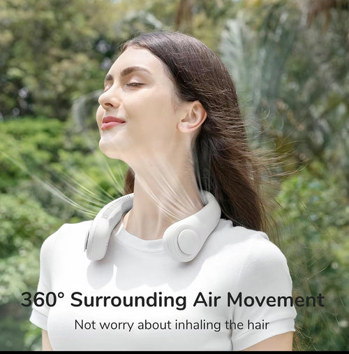 Portable 3-Speed Bladeless Neck Fan, USB-Rechargeable Wearable Cooling Fan for Men and Women, Energy-Saving Personal Fan for Travel, Indoor and Outdoor Sports